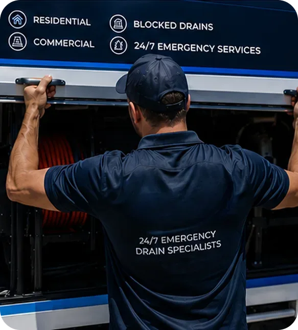 A licensed Hornsby plumber at the service van